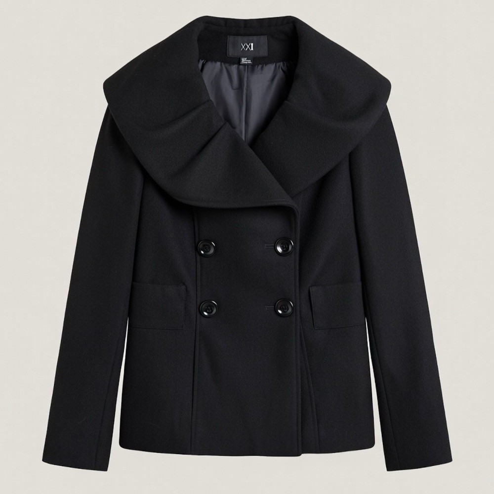 Women's Elegant Black Peacoat